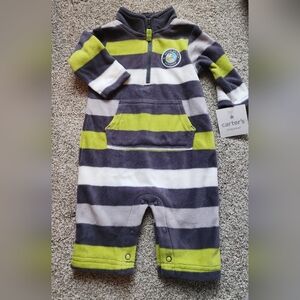 Carter's Playful Striped Footie - Gray, White, Green